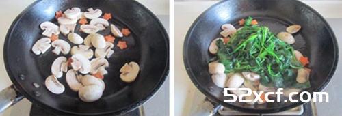 口蘑炒菠菜的做法