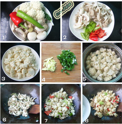 鲜菇炒菜花的做法