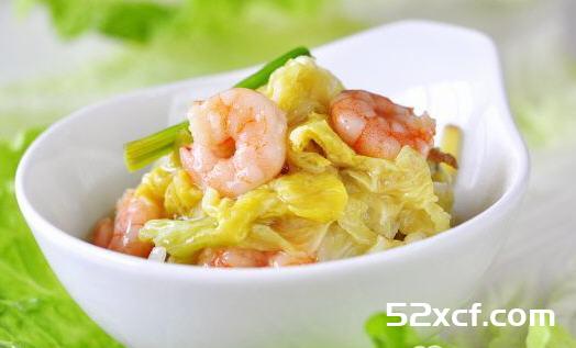虾仁烩白菜心的做法