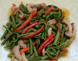 蕨菜素炒蟹味菇的做法教