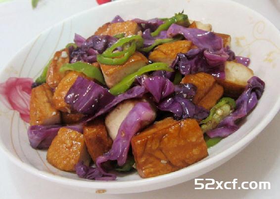 紫包菜烧卤豆腐的做法