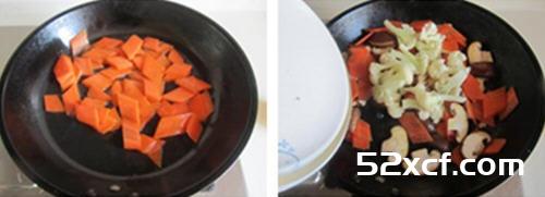 香菇花菜炒胡萝卜的做法