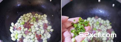 葱香腊肠蚕豆的做法