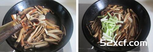 西芹茶树菇炒干子的做法